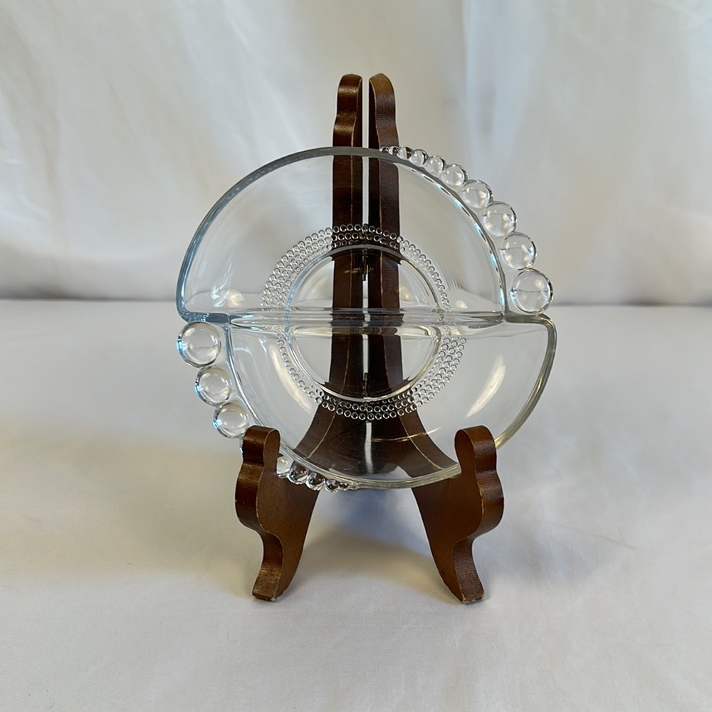 Duncan & Miller Glass Divided Dish in Teardrop Pattern